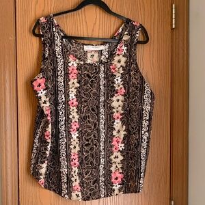 VINTAGE MAGGIE LAWRENCE BLACK FLORAL TANK TOP SIZE XL / 2XL
